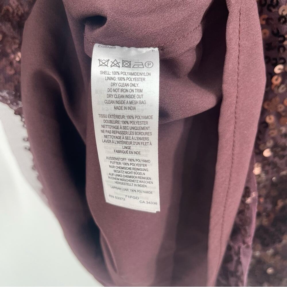 FRENCH CONNECTION Dress Size 4 Emille Sparkle Long Sleeve Sequin Sheath Brown - Picture 13 of 15